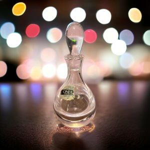 Oneida Light Pink Lead Crystal Perfume Bottle Hand Blown & Cut Decanter Korean